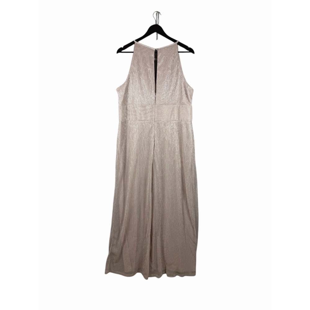 OLEG CASSINI High-Neck Glitter Women's Blush Dress Keyhole Bridal SIZE 18 - Picture 8 of 14